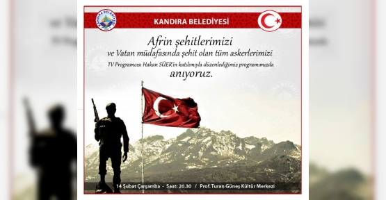 KANDIRA BELEDİYESİ'NDEN AFRİN ŞEHİTLERİMİZİ ANMA PROGRAMI
