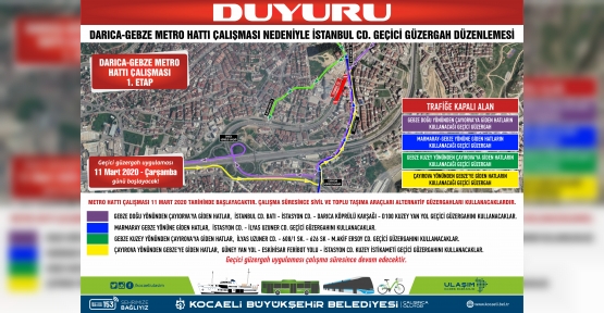 Gebze Ve Kartepe’de Geçici Güzergahlar Oluşturuldu