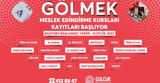 Gölmek Kurslarına Kayıtlar Başlıyor