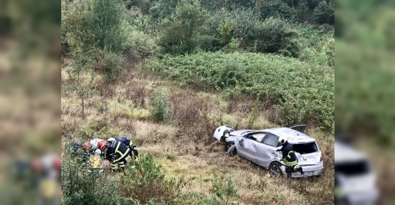 Yeşillik Alana Uçan Otomobil Defalarca Takla Attı