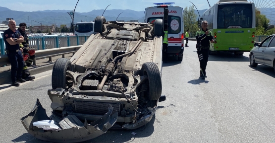 Köprü Üzerinde Cipe Arkadan Çarpan Otomobil Takla Attı: 1 Yaralı