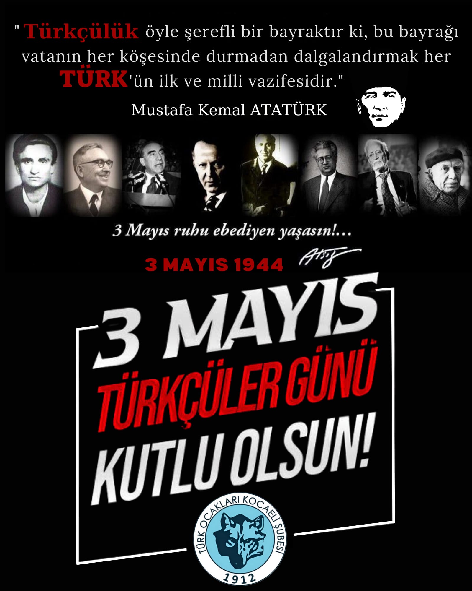 Kocaeli Türk Ocağı 3 Mayıs Türkçüler Günü Mesajı