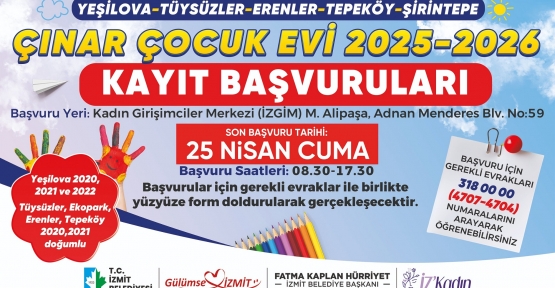 Çınar Çocuk Evleri İçin Yeni Dönem Kayıtları 25 Nisan’a Kadar Uzatıldı
