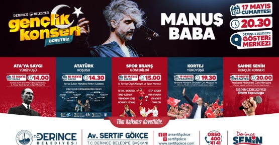 DERİNCE’DE 19 MAYIS COŞKUSU ÜÇ GÜN SÜRECEK ETKİNLİKLERLE KUTLANACAK