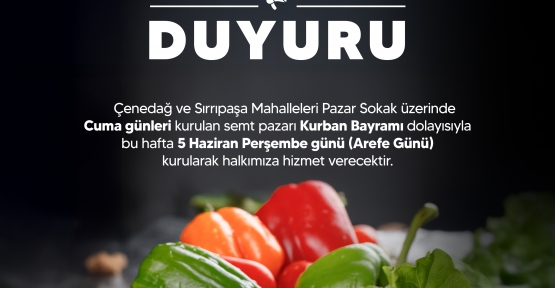 Derince Merkez Semt Pazarı  Arefe Günü Kurulacak