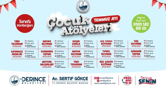 Derince’de Çocuklar İçin  Yaz Atölyeleri Başlıyor