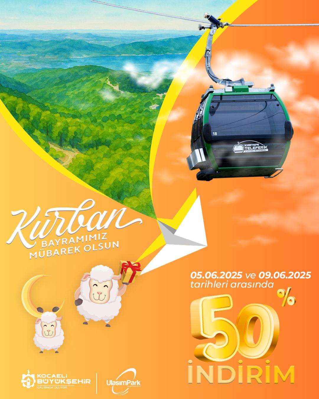 Kartepe Teleferik’te Bayrama Özel Yüzde 50 İndirim
