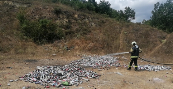 ORMANA BIRAKILAN YÜZLERCE SPREY KUTUSU PANİĞE SEBEP OLDU