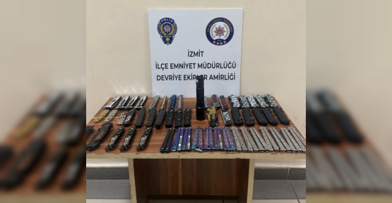İZMİT'TE İKİ ÇOCUĞUN ÜZERİNDE 52 KESİCİ ALET ELE GEÇİRİLDİ