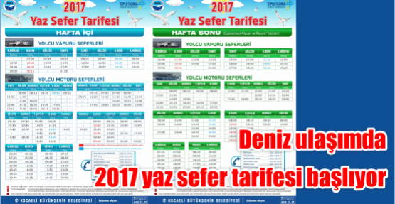 Deniz ulaşımda 2017 yaz sefer tarifesi başlıyor