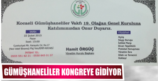 Gümüşhaneliler Vakfı Kongreye Davet