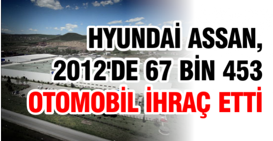 Hyundai Assan, 2012'de 67 Bin 453 Otomobil İhraç Etti