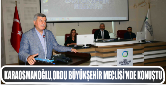 Karaosmanoğlu, Ordu Büyükşehir Meclisi’nde konuştu