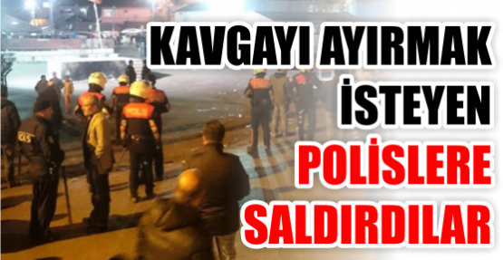 Kavgayı ayırmak isteyen polislere saldırdılar