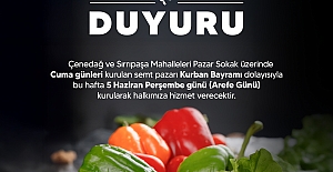 Derince Merkez Semt Pazarı  Arefe Günü Kurulacak
